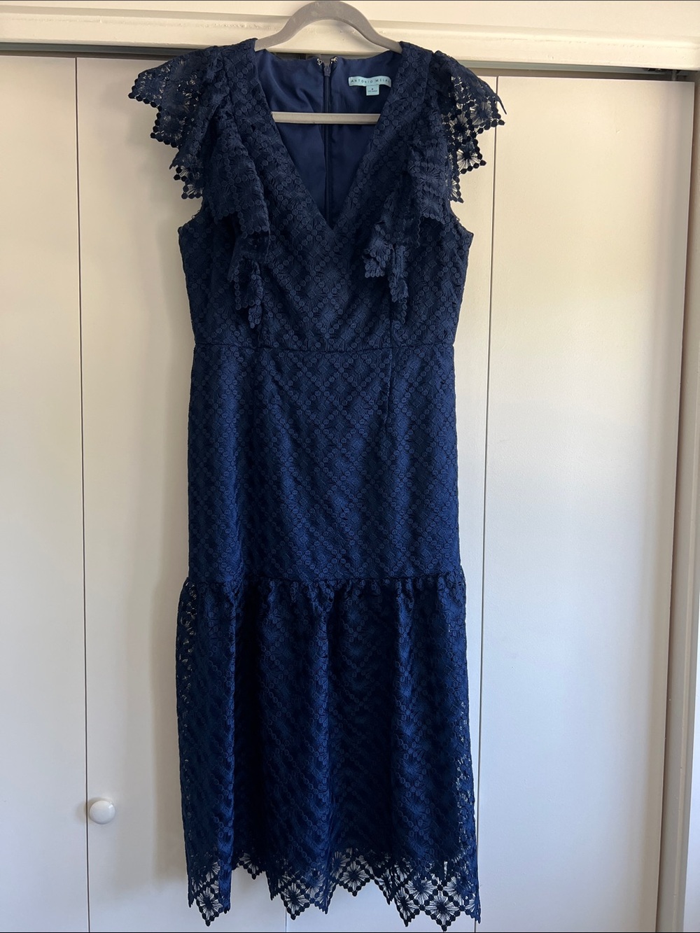 ANTONIO MELANI Navy Lace Midi Dress